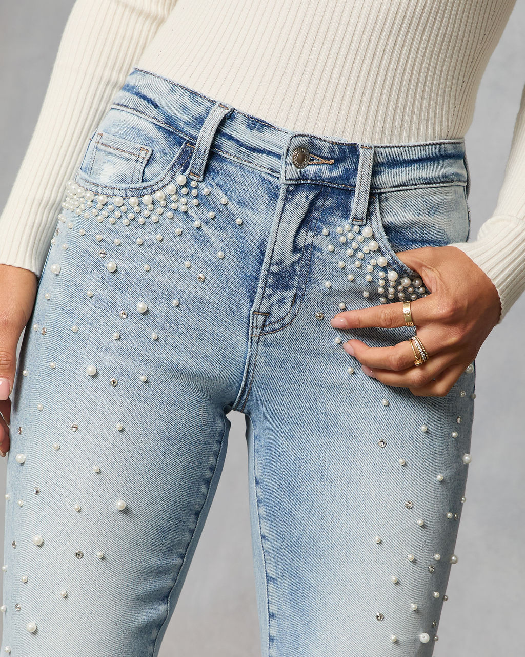 Sonorah Super Stretch Straight Leg Embellished Jeans - Image 6