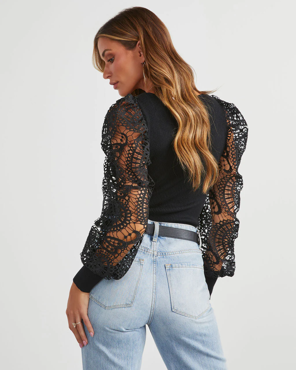 Sophia Crochet Sleeve Sweater Top - Image 10
