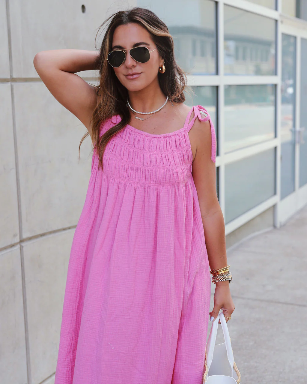 Sophie Cotton Smocked Pocketed Maxi Dress - Image 3