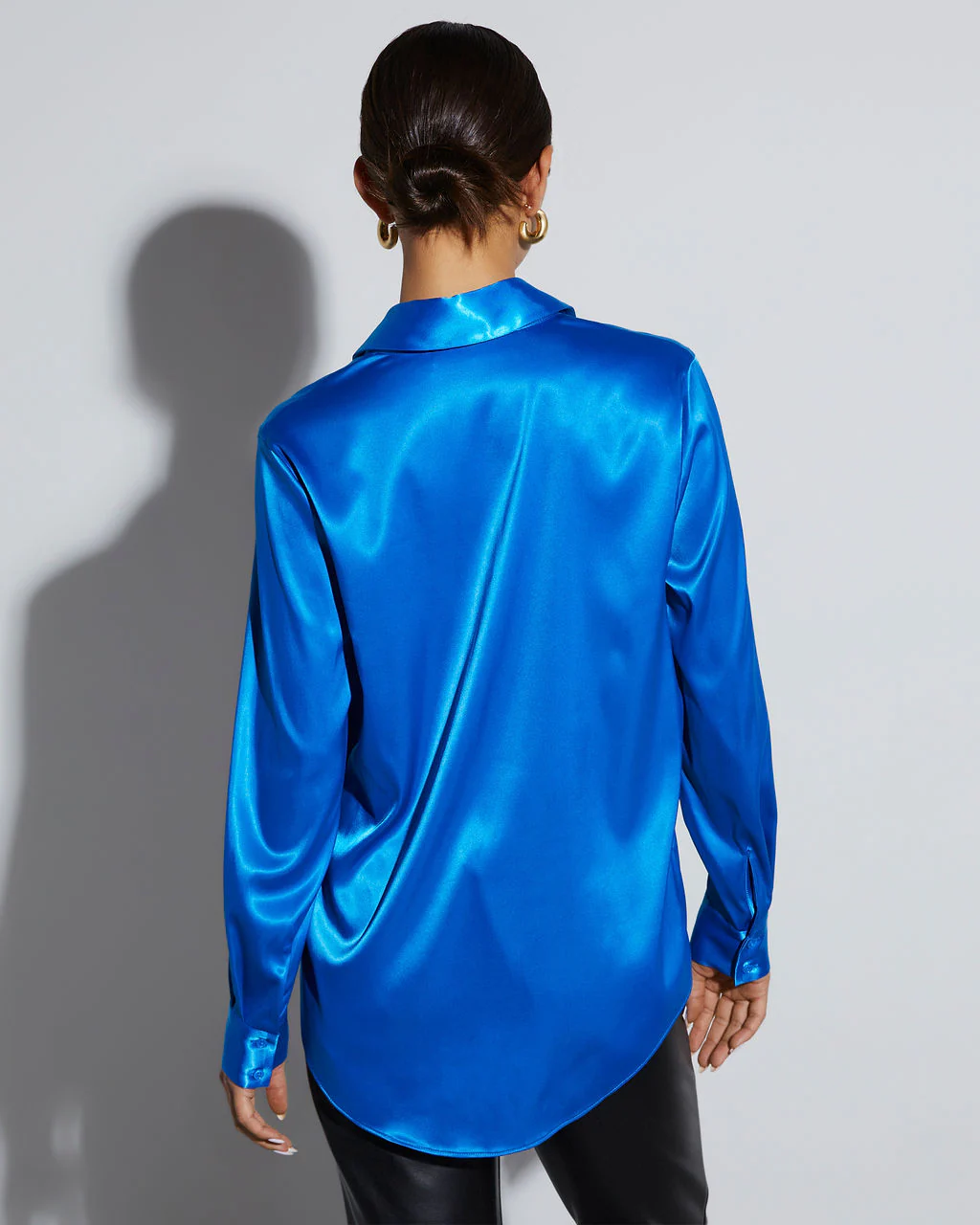Sophisticated Satin Button Down Blouse - Image 4