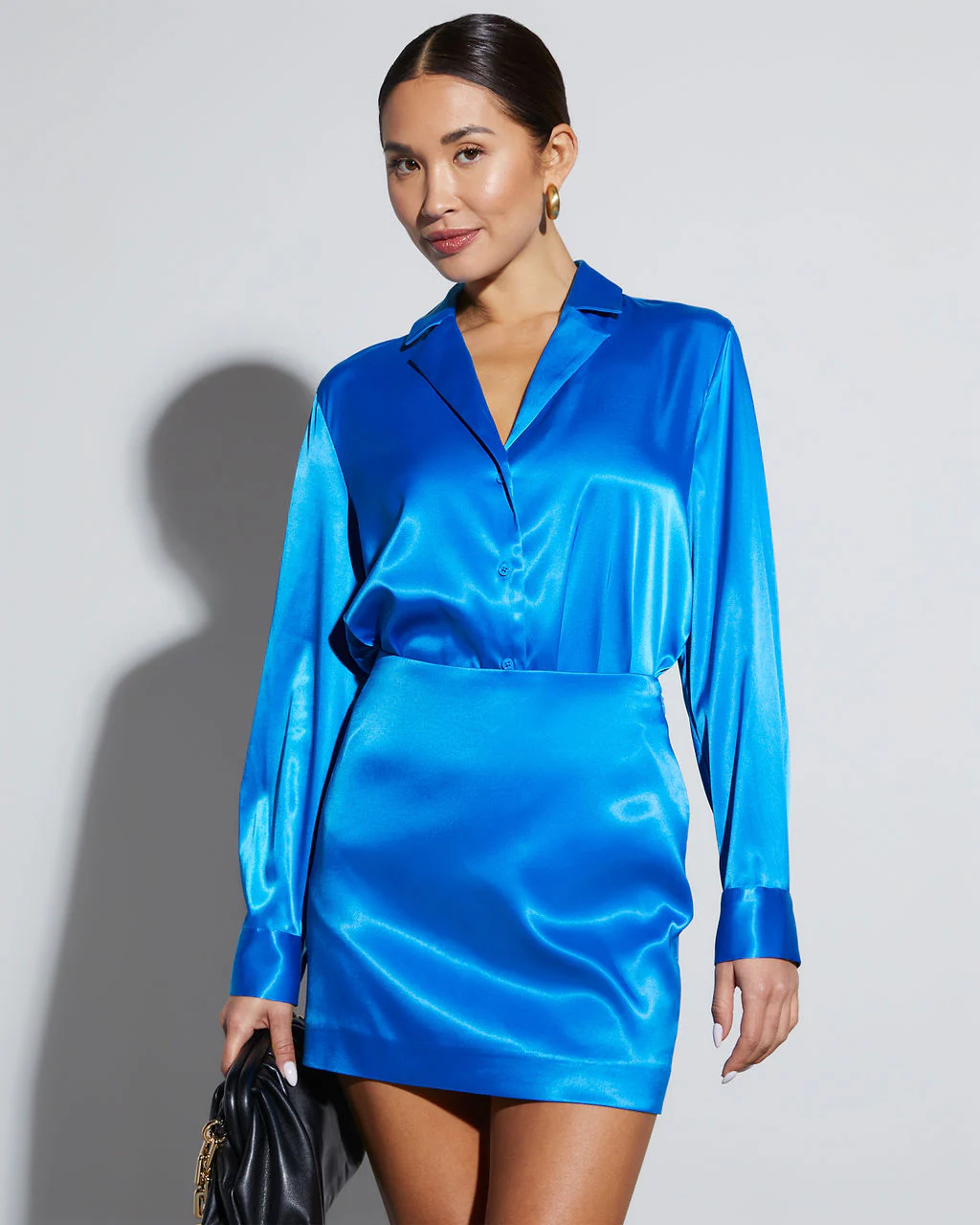 Sophisticated Satin Button Down Blouse - Image 5