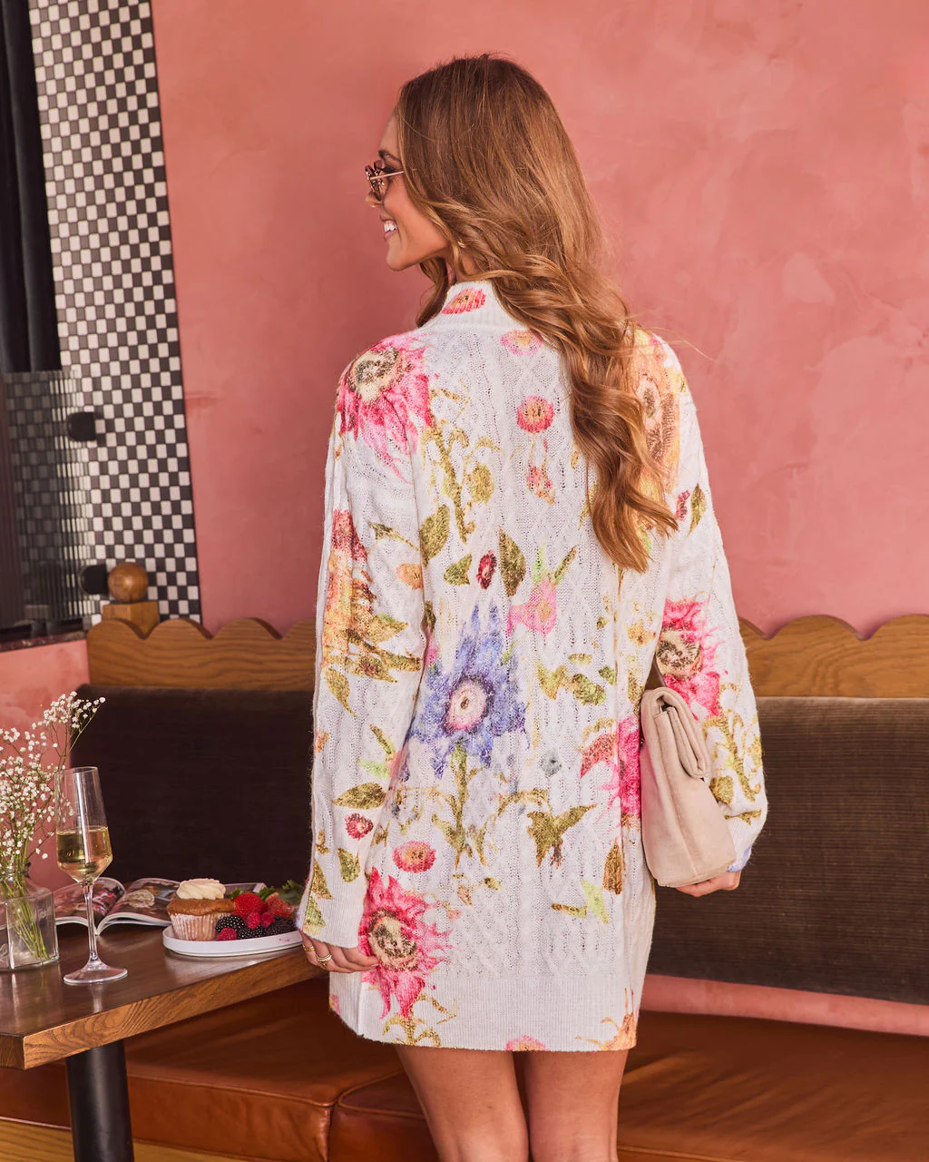 Sorena Cable Knit Floral Sweater Dress - Image 4