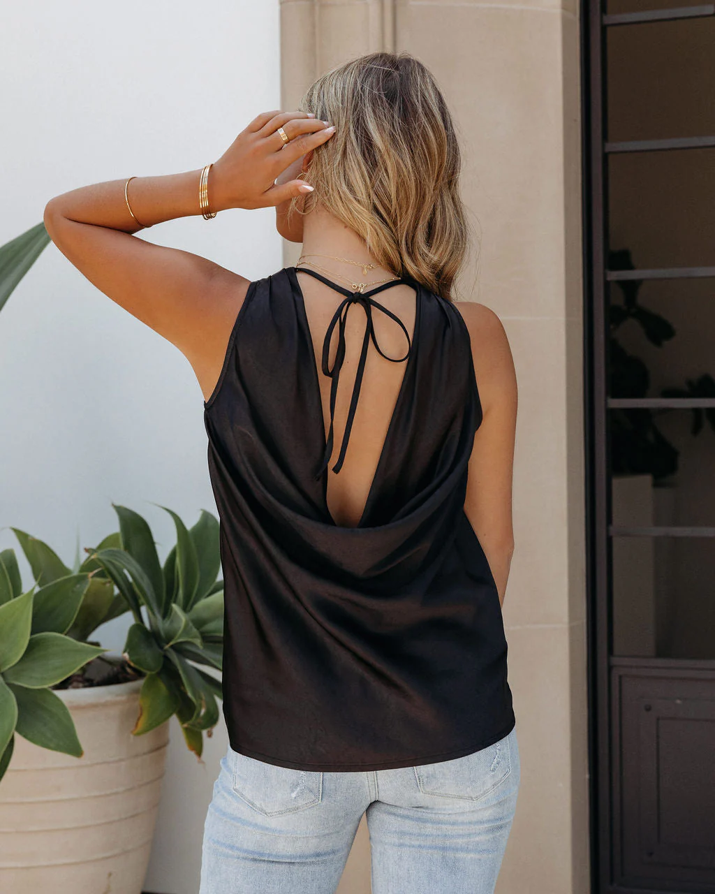 Sounds Like Summer Cowl Neck Satin Tank - Image 2