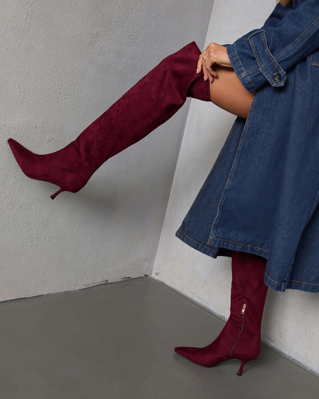 Spiced Garnet Suede Over The Knee Boots - Image 6