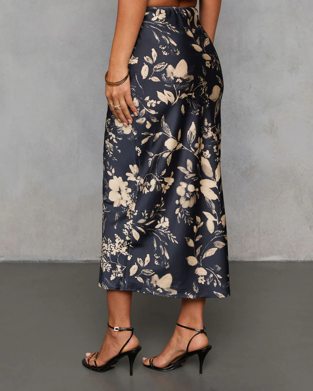 Spiced Honey Printed Satin Midi Skirt - Image 4