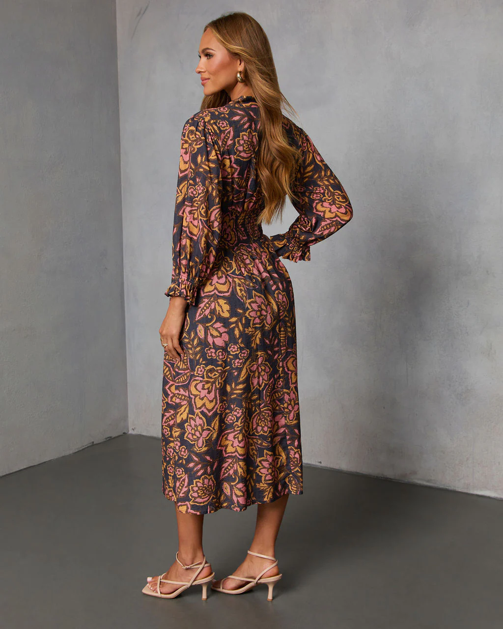 Spiced Orchard Abstract Print Midi Dress - Image 4