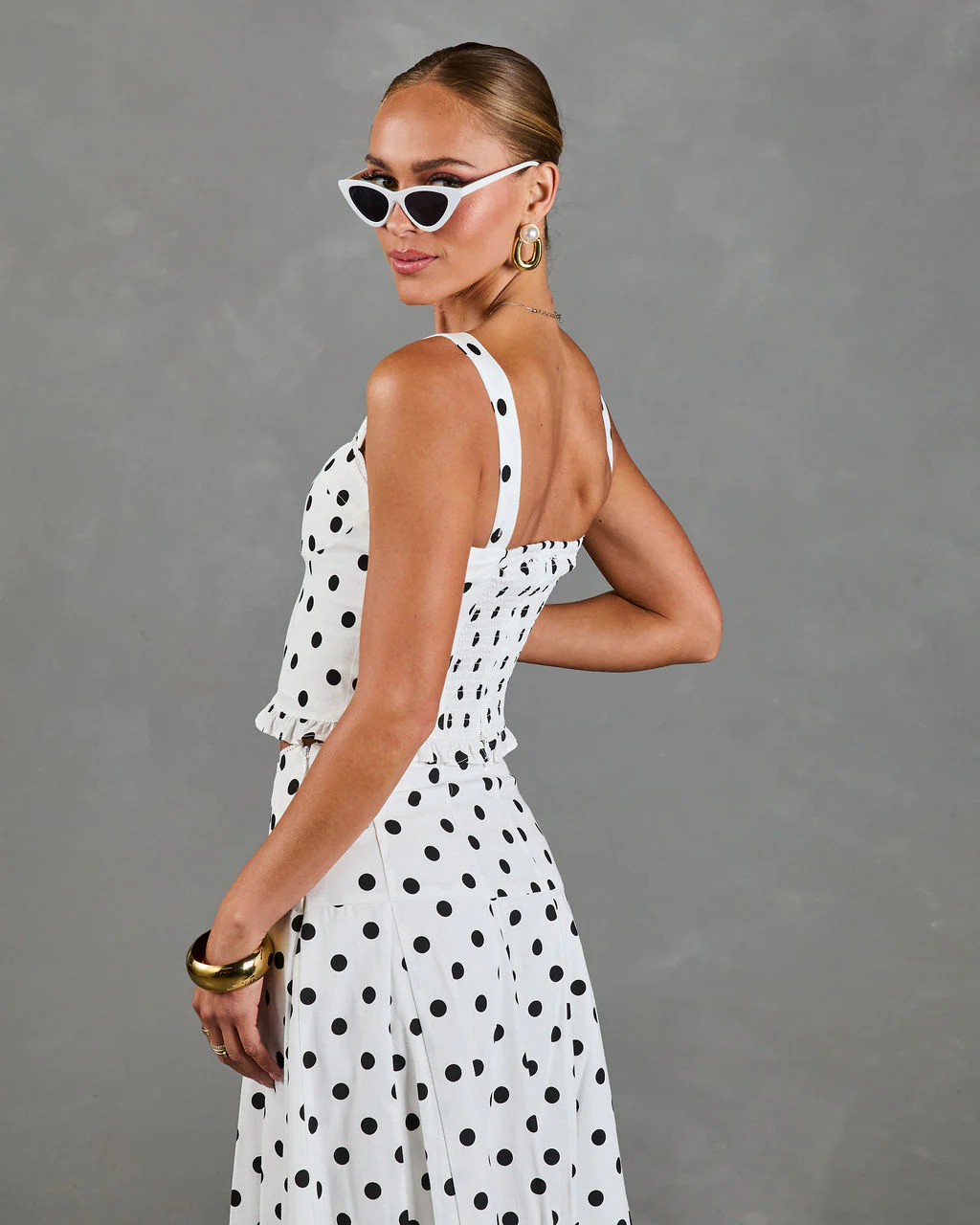 Spotted Dream Polka Dot Corset Linen Blend Top - Image 4