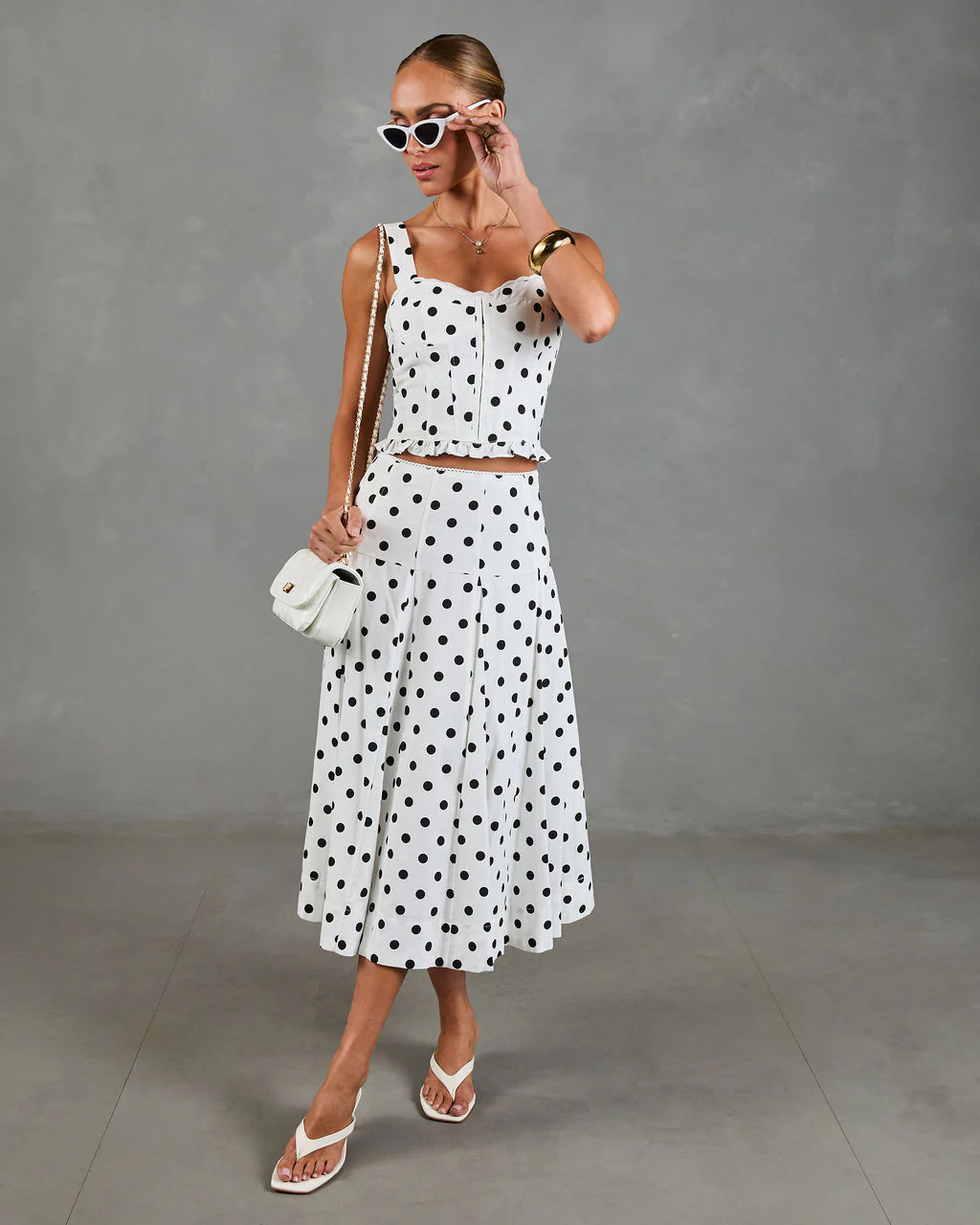 Spotted Dream Polka Dot Linen Blend Midi Skirt - Image 2