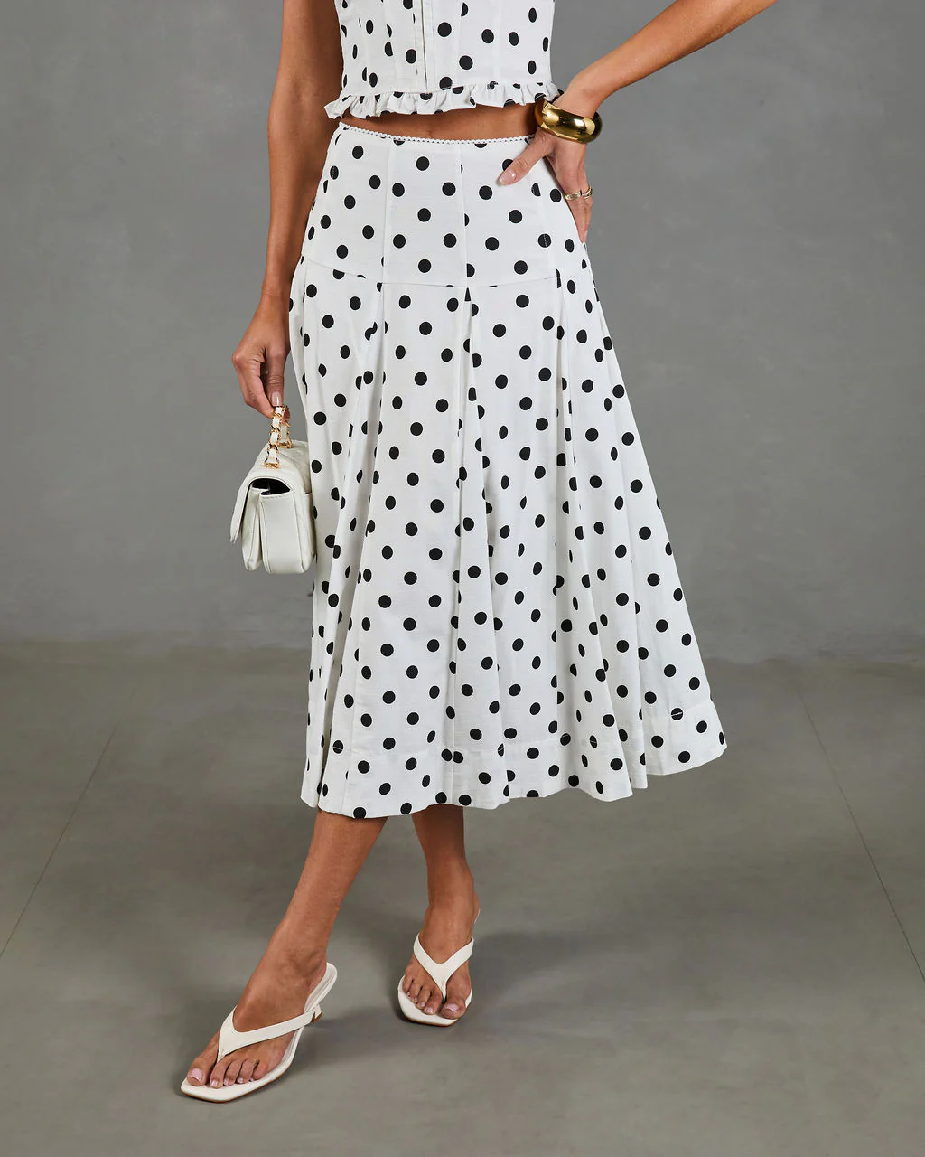 Spotted Dream Polka Dot Linen Blend Midi Skirt - Image 3