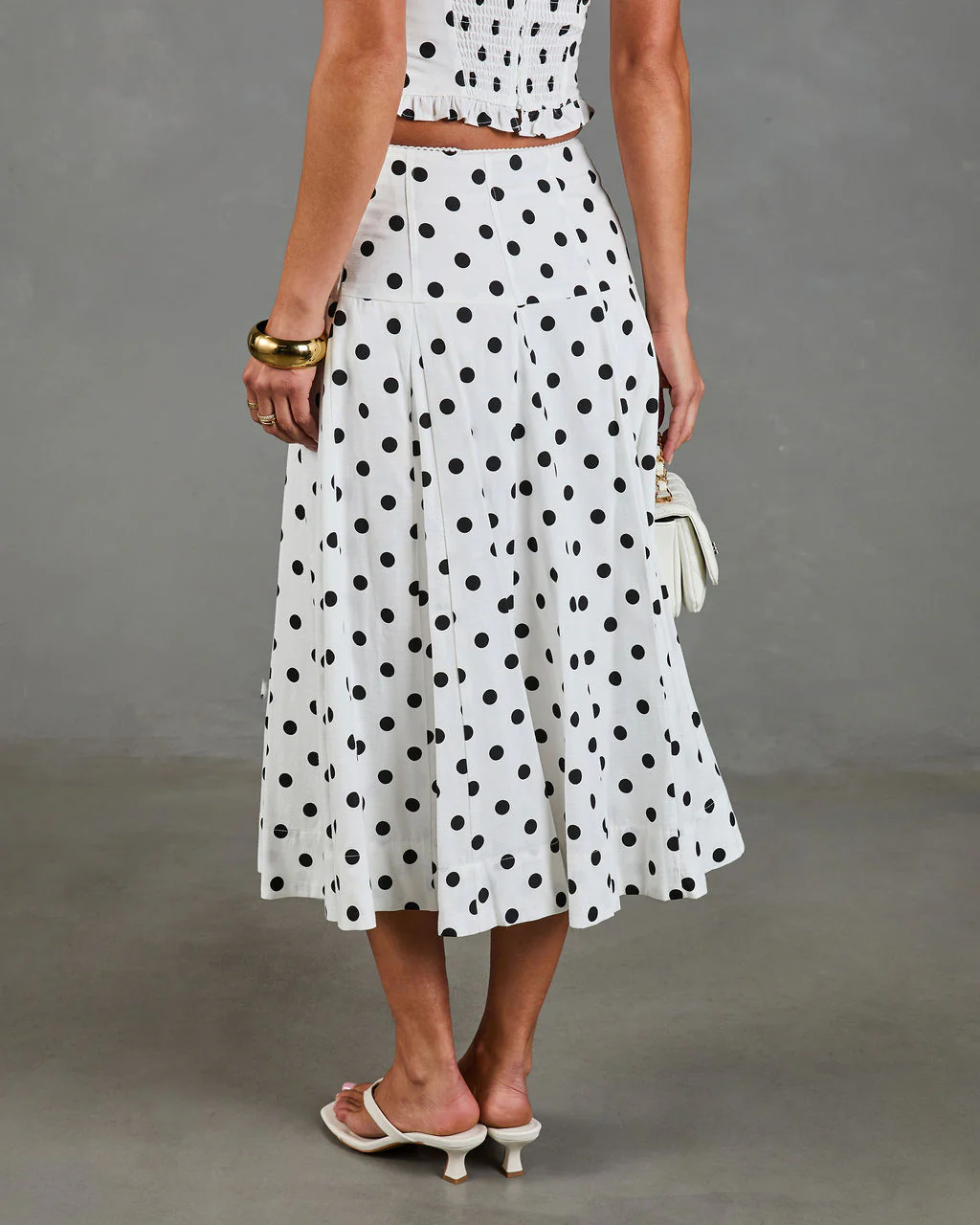 Spotted Dream Polka Dot Linen Blend Midi Skirt - Image 4