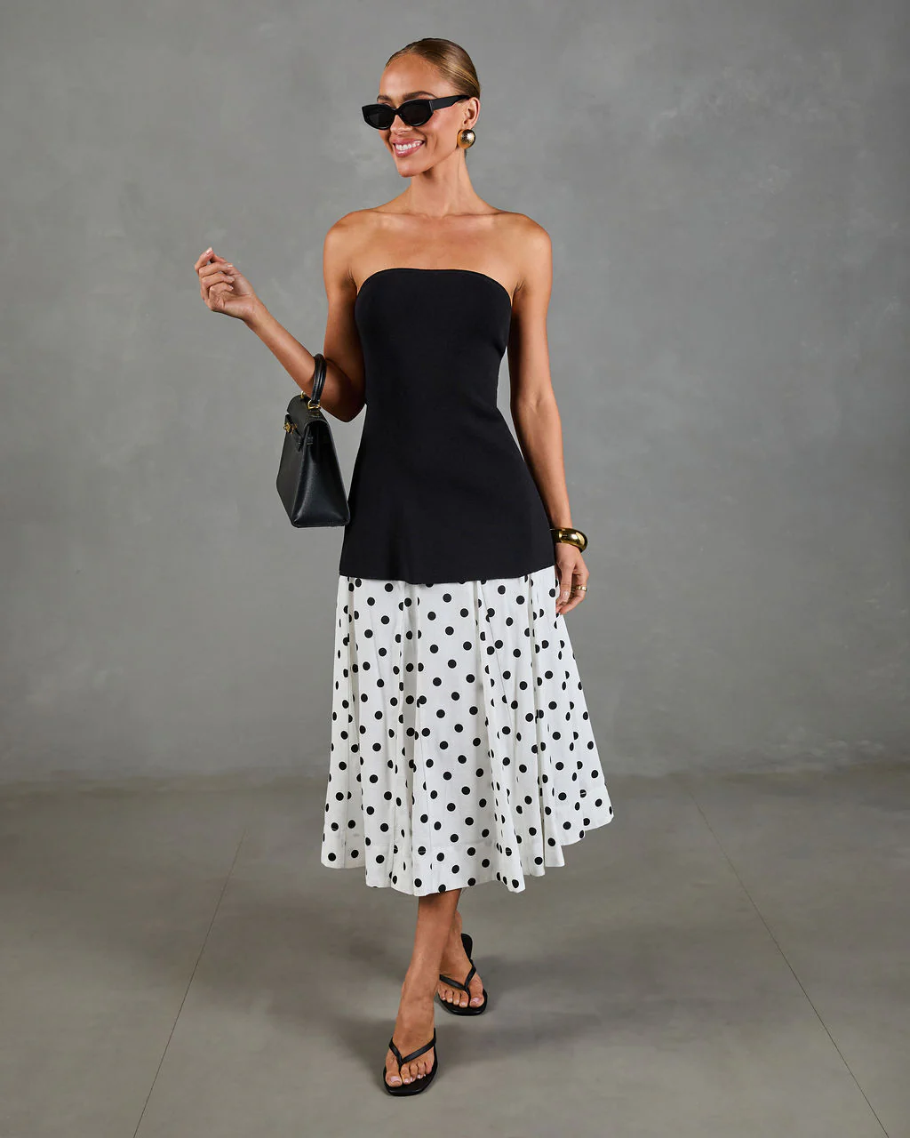 Spotted Dream Polka Dot Linen Blend Midi Skirt - Image 5