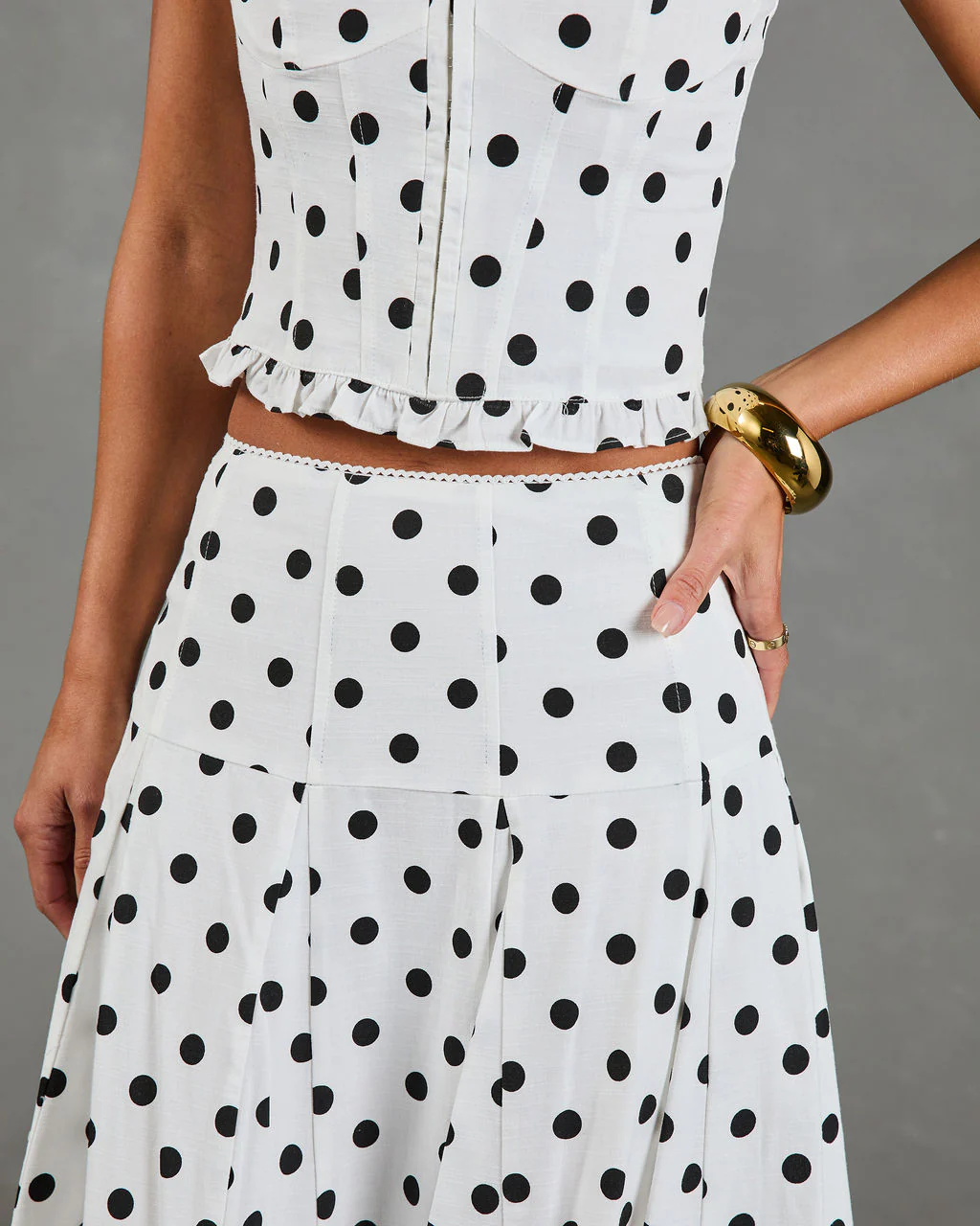 Spotted Dream Polka Dot Linen Blend Midi Skirt - Image 6