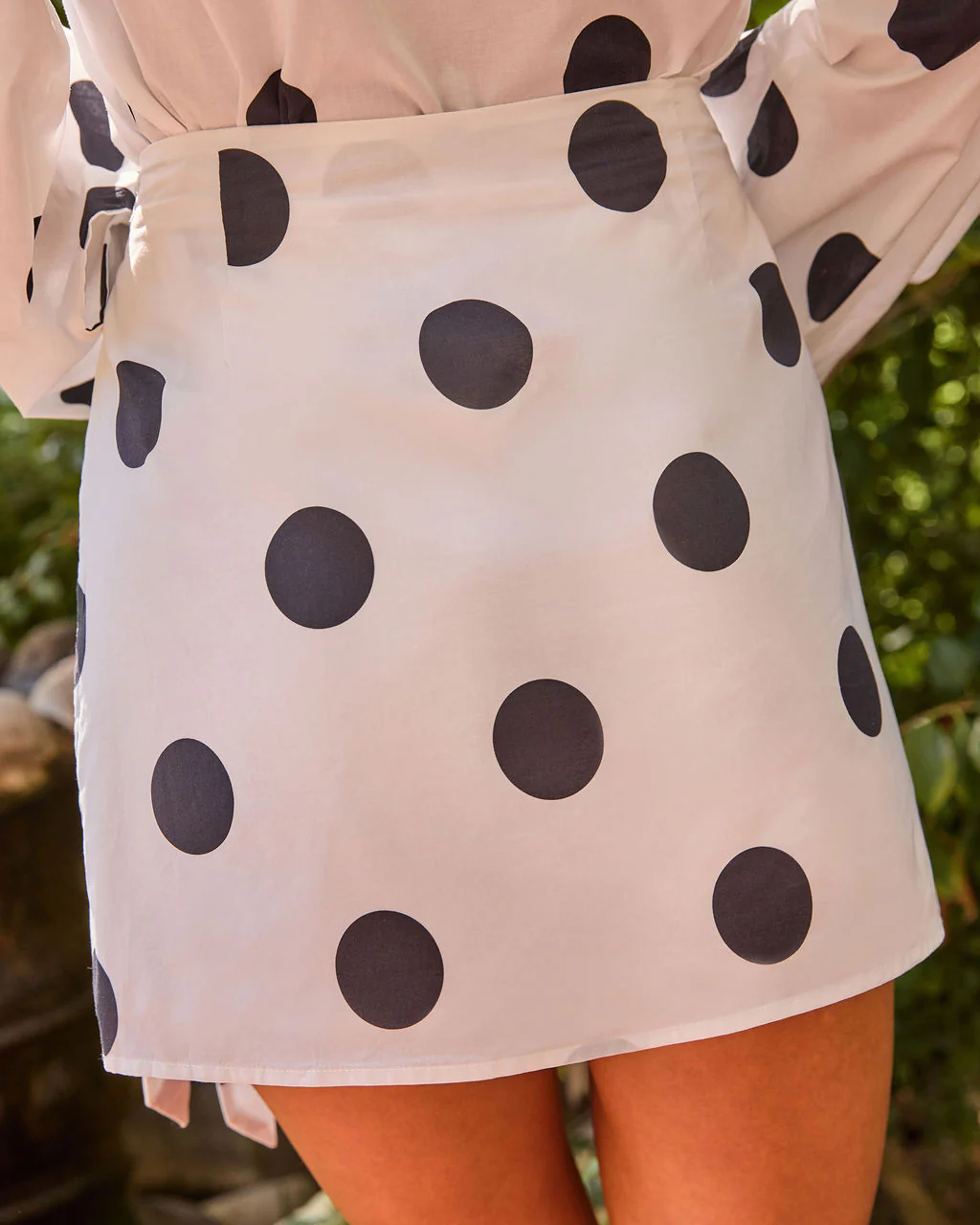 Spotted Love Cotton Polka Dot Wrap Tie Mini Skirt - Image 4
