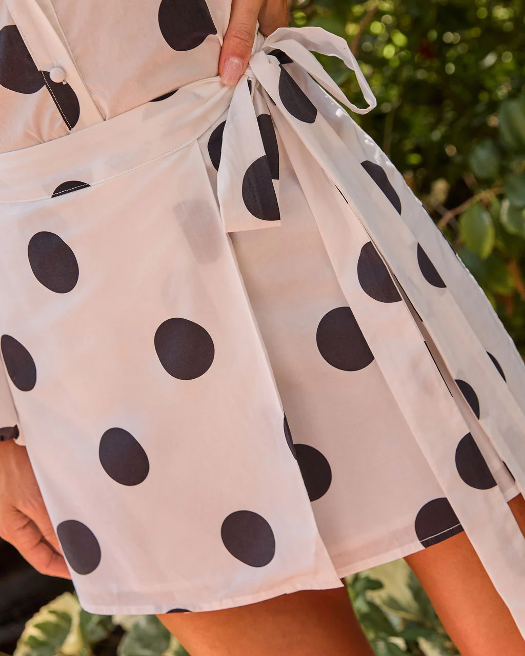 Spotted Love Cotton Polka Dot Wrap Tie Mini Skirt - Image 6