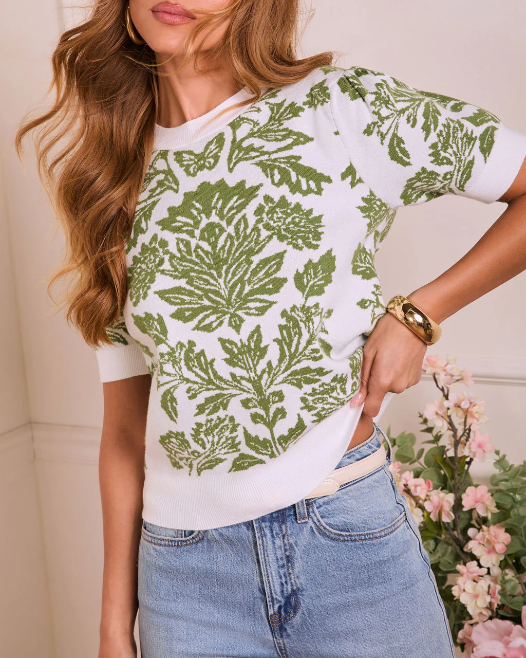Spring Fern Abstract Knit Top - Image 5