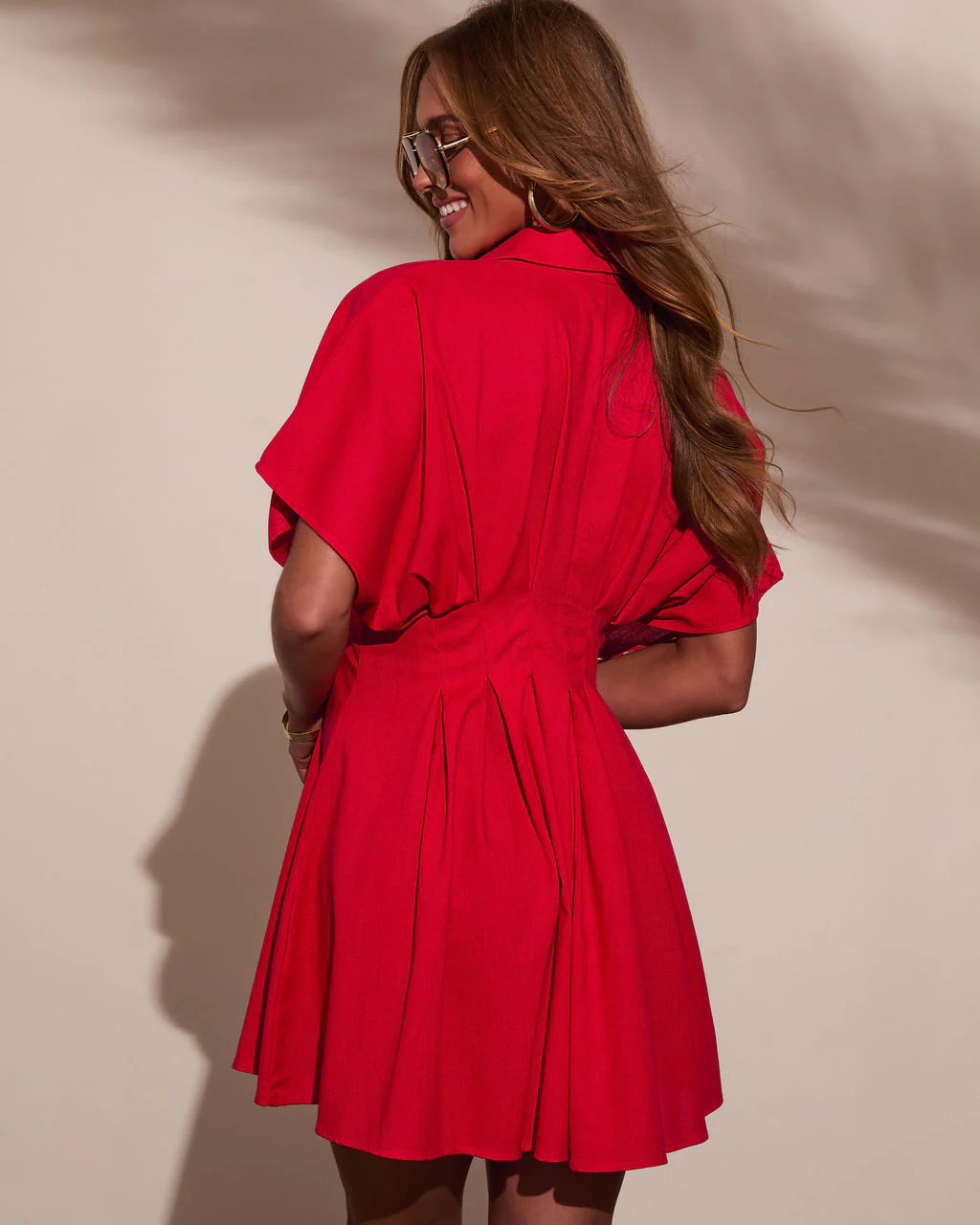 Stacie Pleated Mini Shirt Dress - Image 4