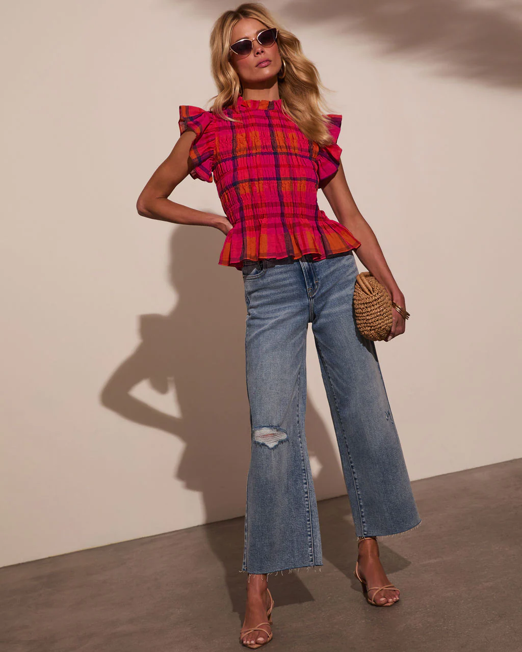 Starla Smocked Plaid Top - Image 2