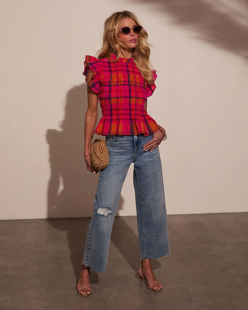 Starla Smocked Plaid Top - Image 6