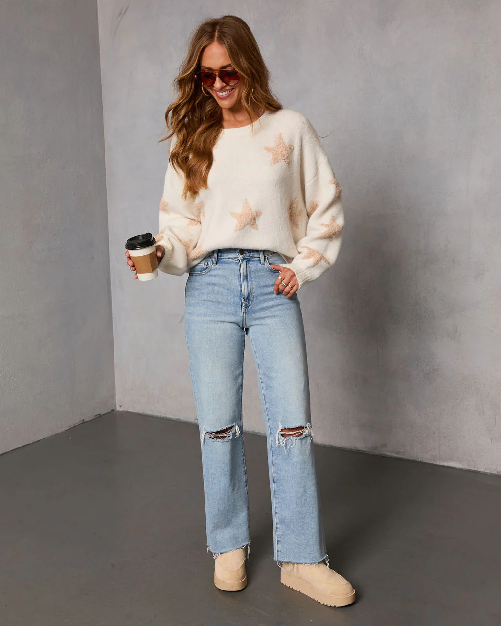 Starlit Snuggle Star Graphic Knit Sweater - Image 2