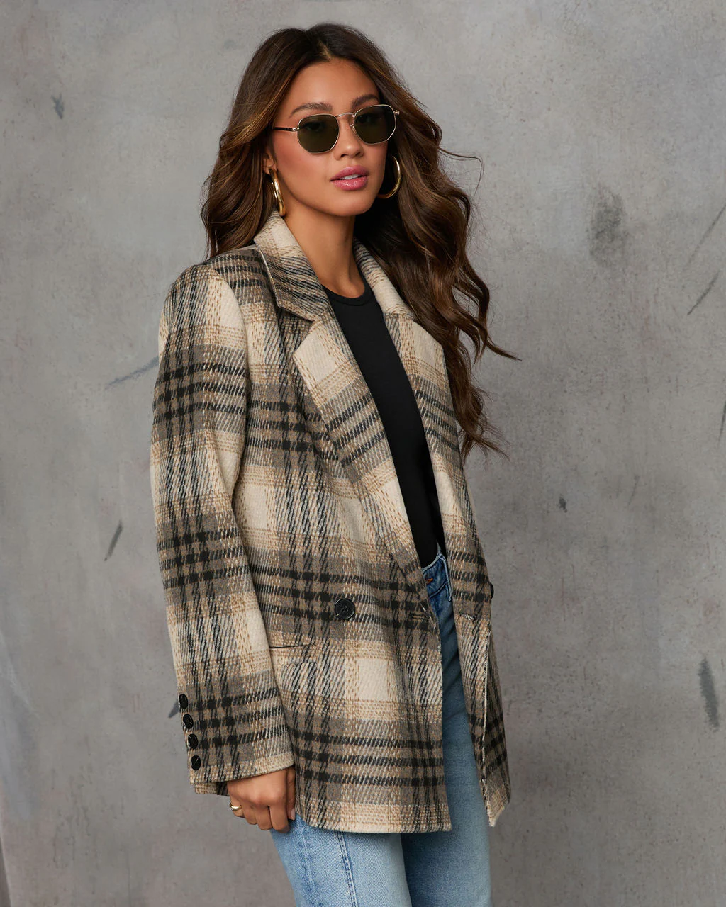 Stay Close Plaid Oversized Blazer - Image 3