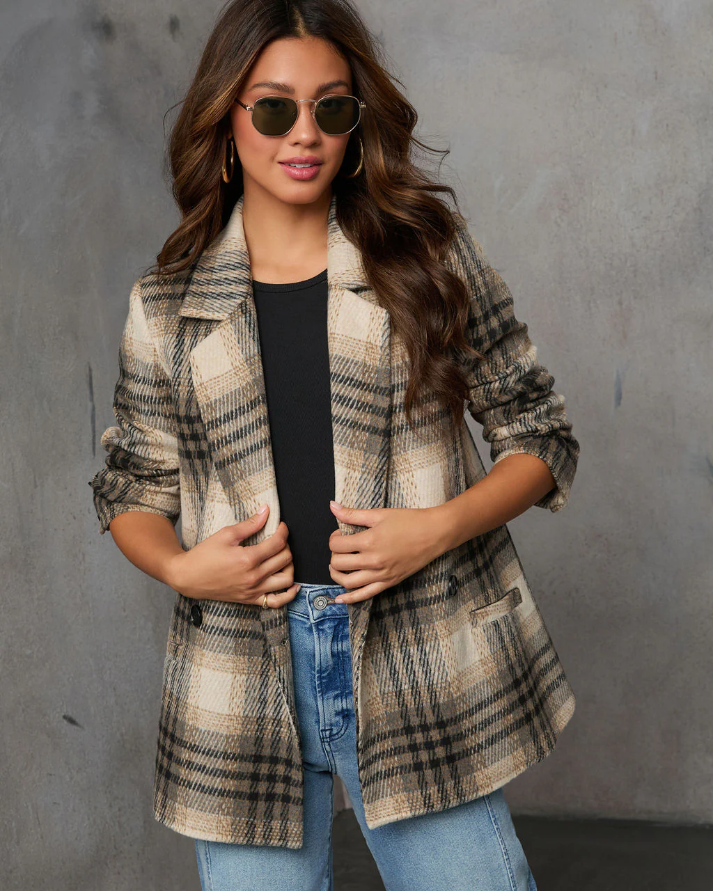 Stay Close Plaid Oversized Blazer - Image 5