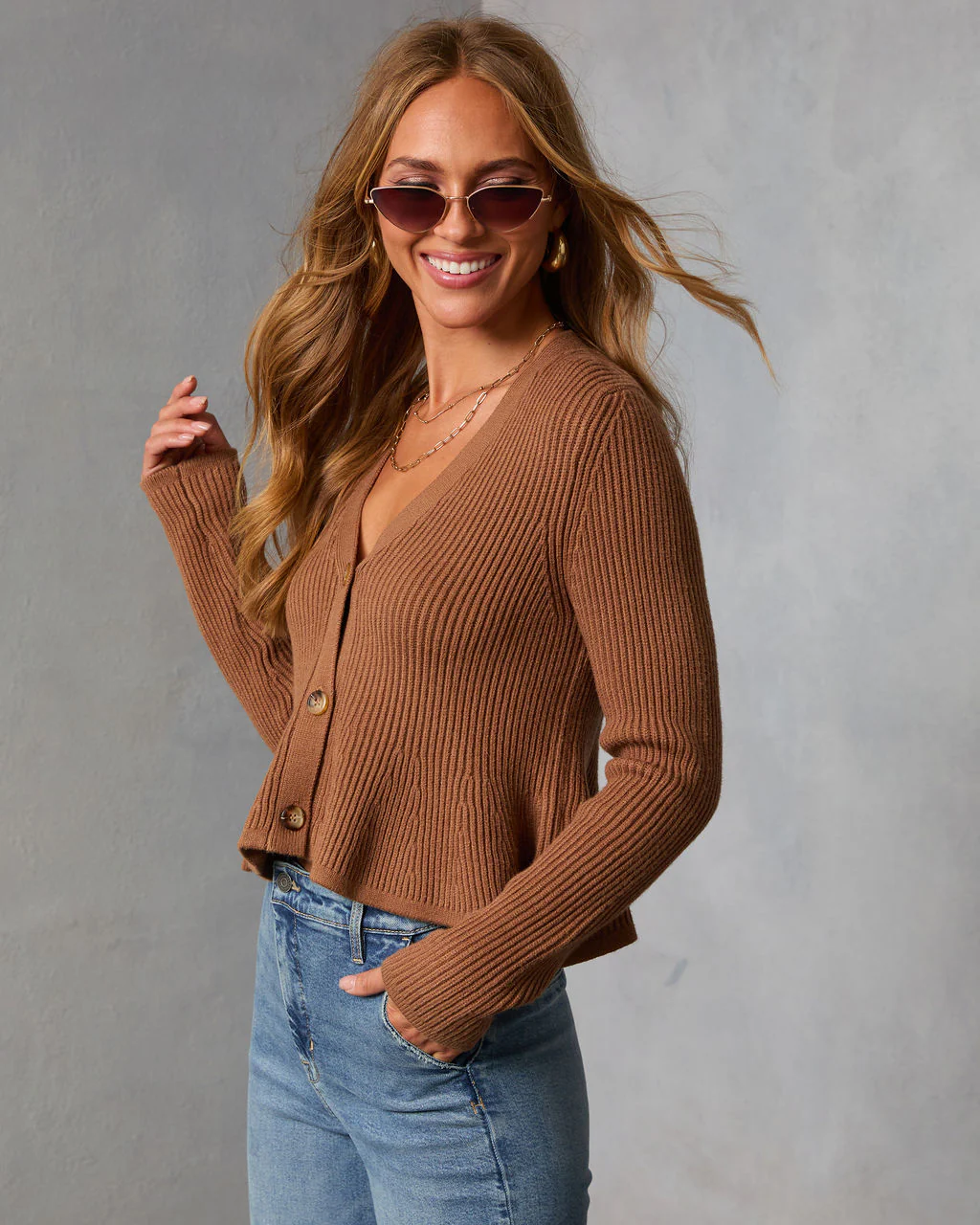 Stewart Peplum Button Front Sweater - Image 3
