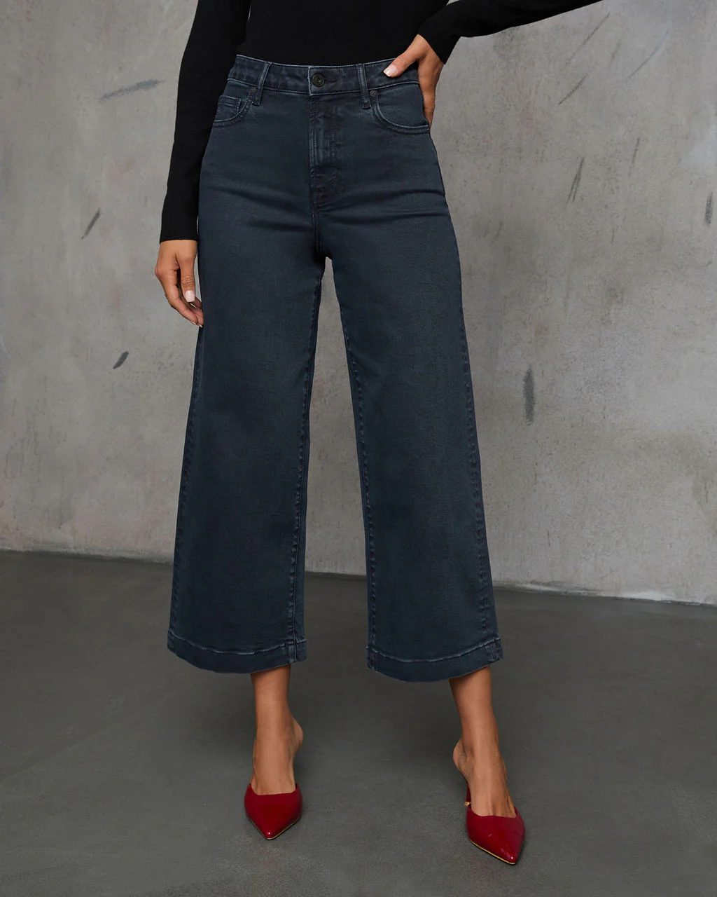 Stick With Me High Rise Cropped Wide Leg Jeans - Image 2