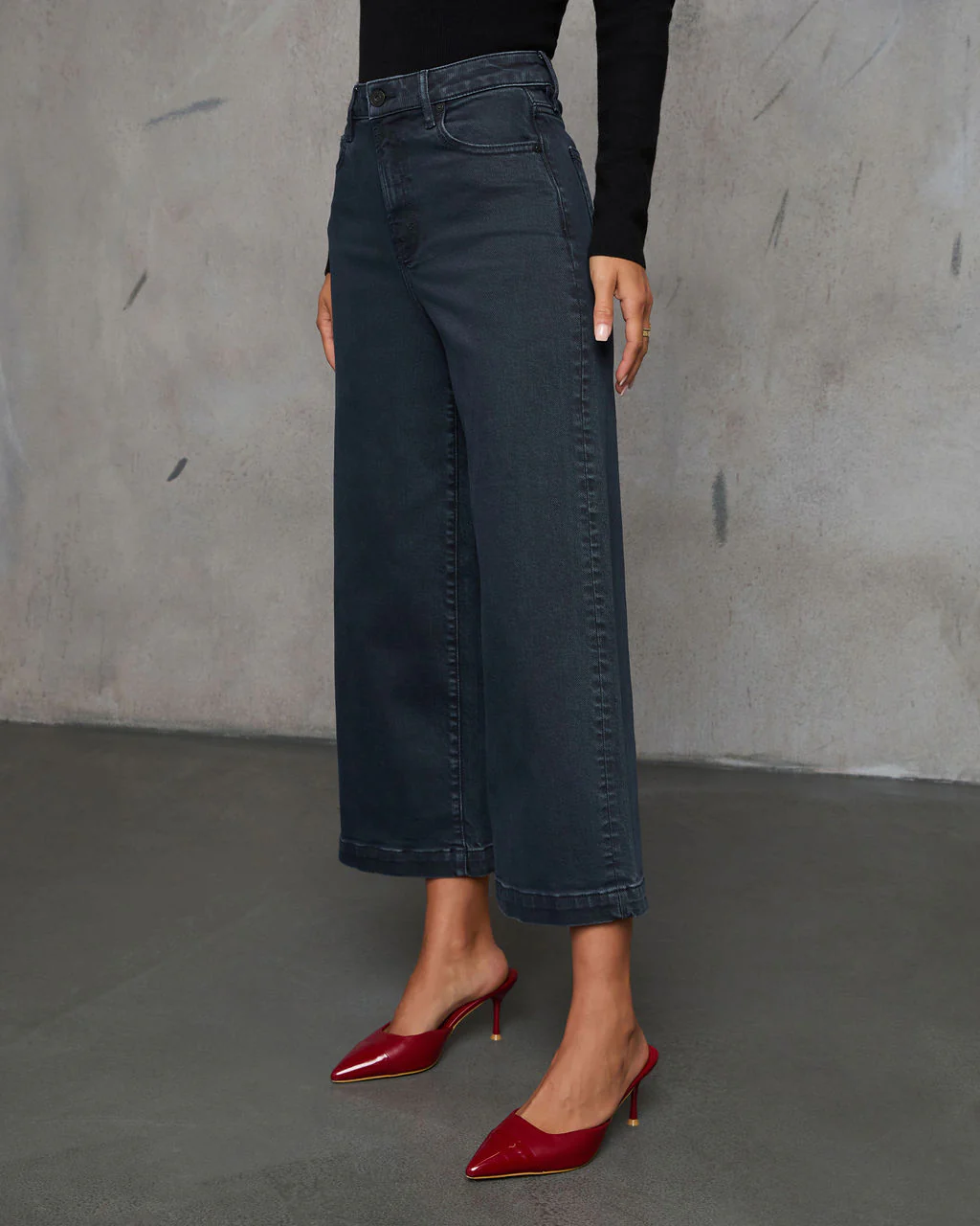 Stick With Me High Rise Cropped Wide Leg Jeans - Image 3