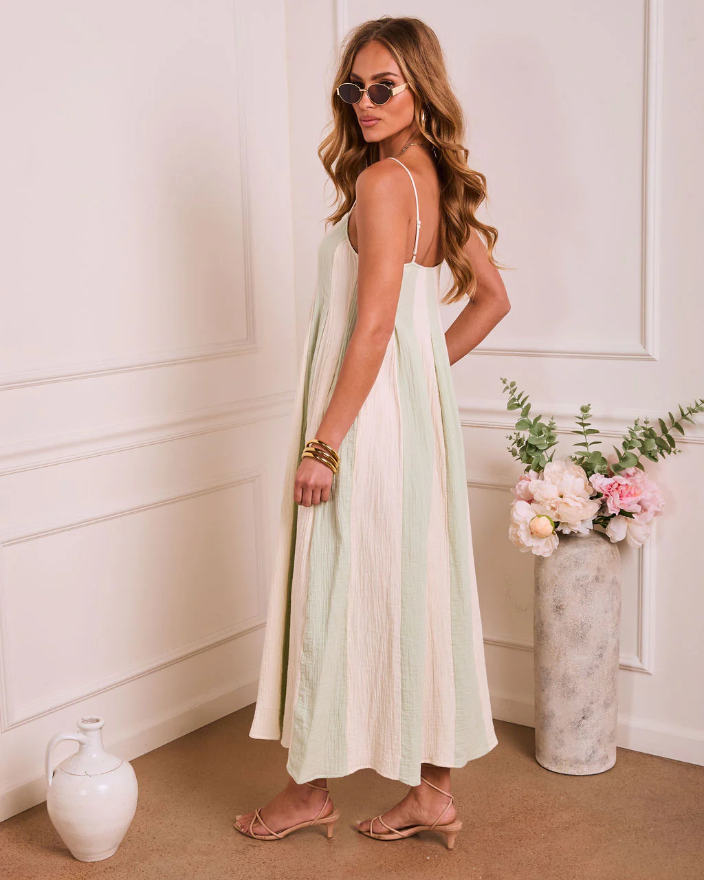 Dewy Meadow Striped Godet Maxi Dress - Image 4