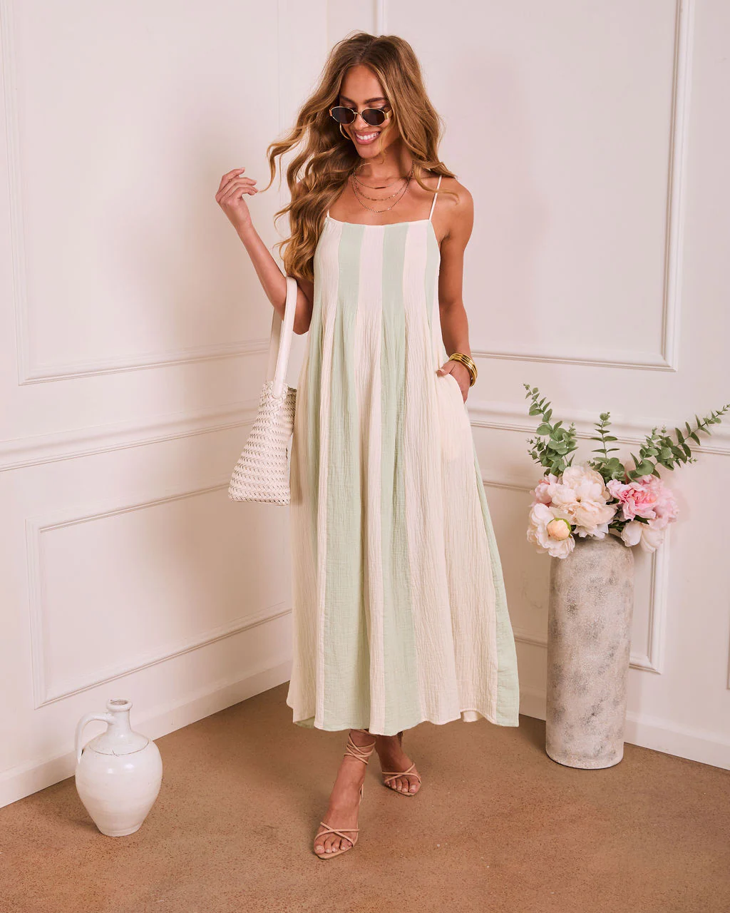 Dewy Meadow Striped Godet Maxi Dress - Image 5
