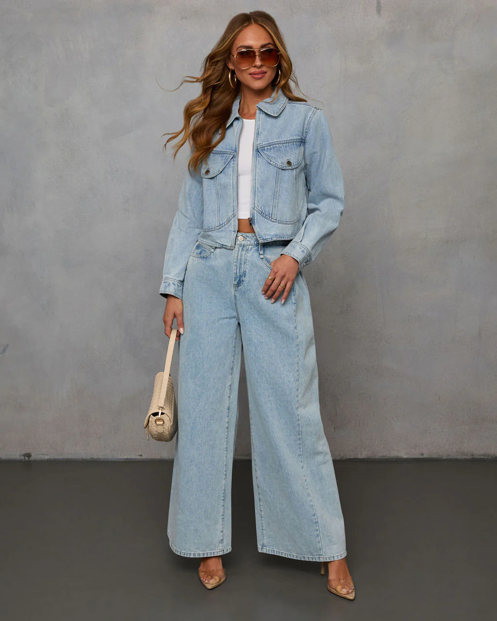 Streamline Curved Hem Denim Jacket - Image 2