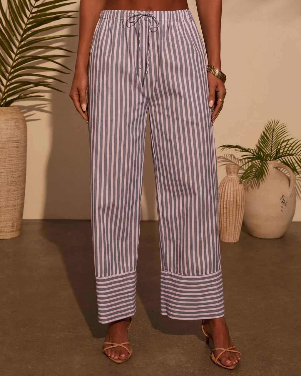 Jailen Striped Waist Tie Pants - Image 2