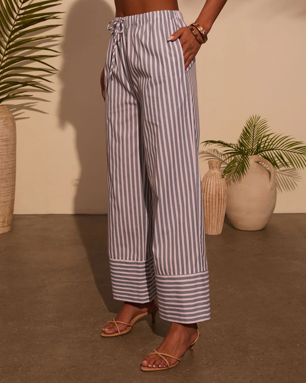 Jailen Striped Waist Tie Pants - Image 3