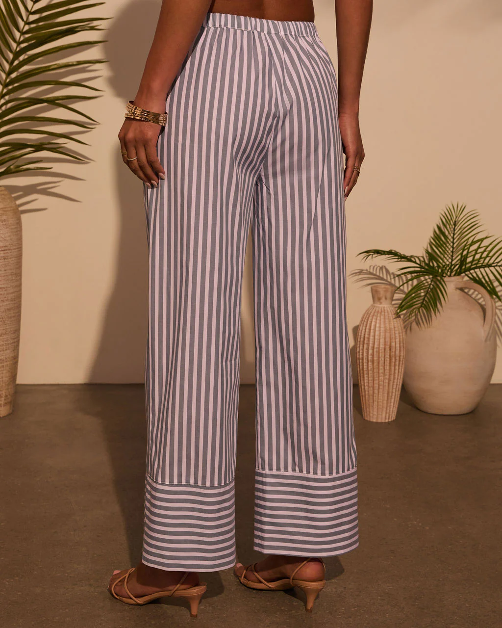 Jailen Striped Waist Tie Pants - Image 4