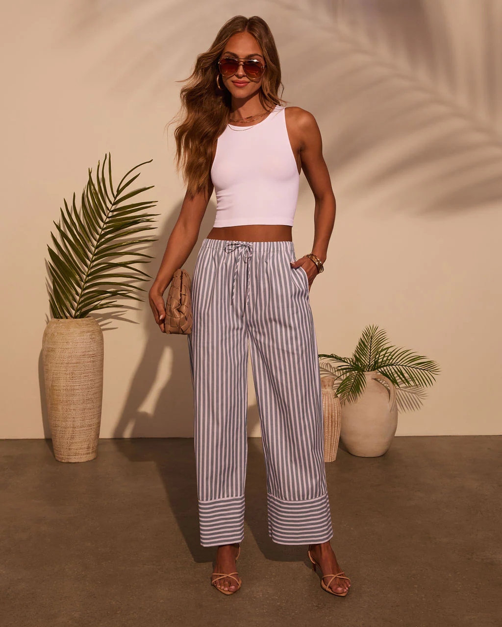 Jailen Striped Waist Tie Pants - Image 5