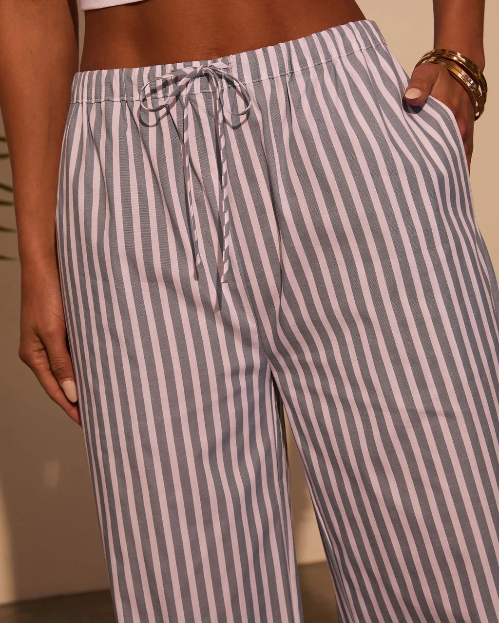 Jailen Striped Waist Tie Pants - Image 6