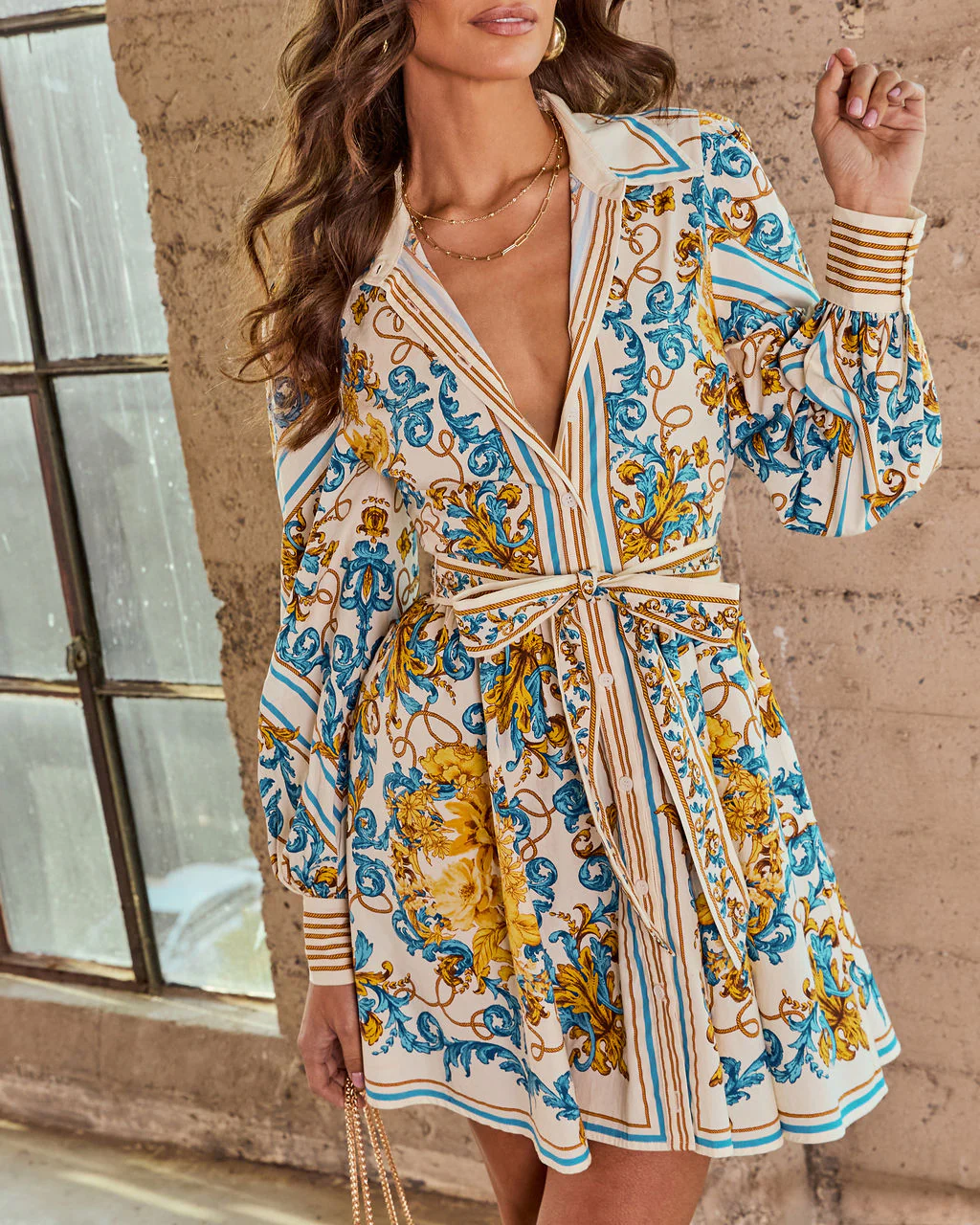 Style Authority Paisley Waist Tie Mini Shirt Dress - Image 6