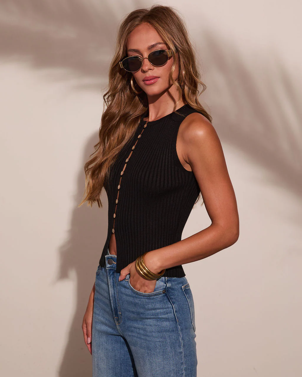 Style Vault Ribbed Knit Button Down Top - Image 9