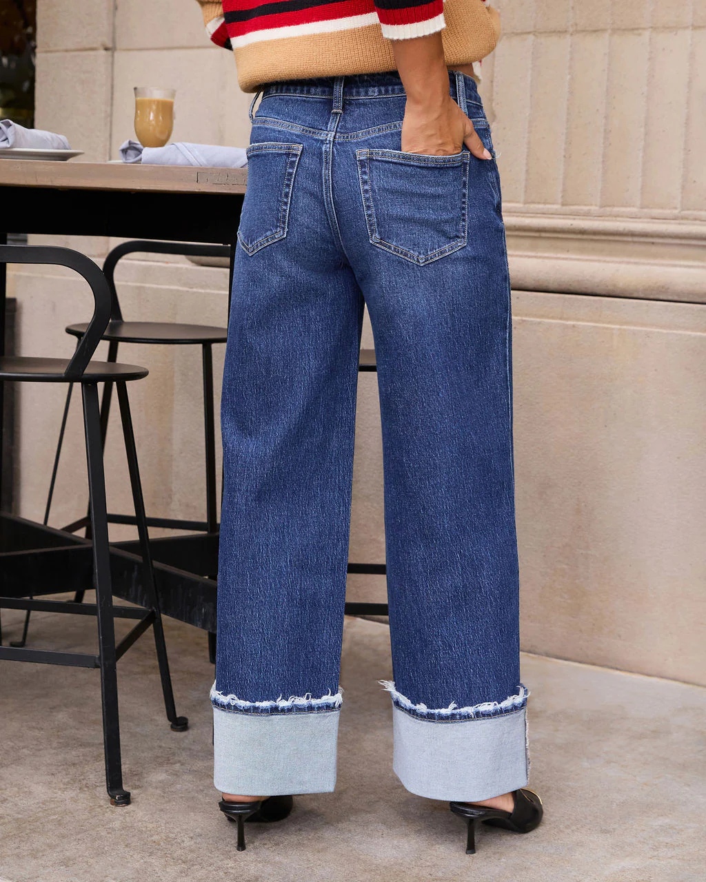 Stylist Stretch High Rise Wide Leg Cuffed Jeans - Image 10