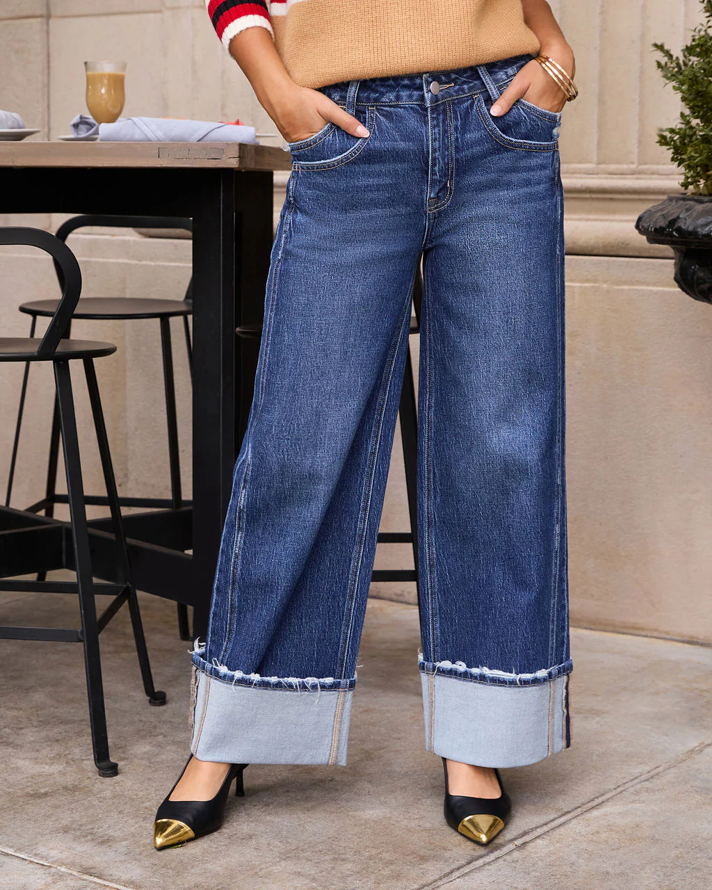 Stylist Stretch High Rise Wide Leg Cuffed Jeans - Image 11