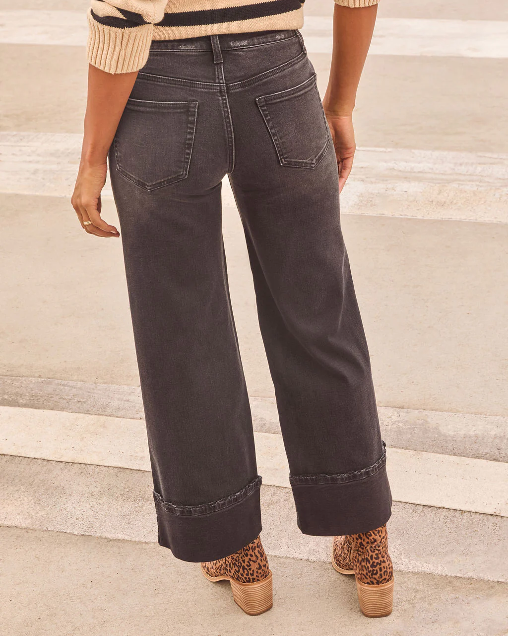 Stylist Stretch High Rise Wide Leg Cuffed Jeans - Image 16