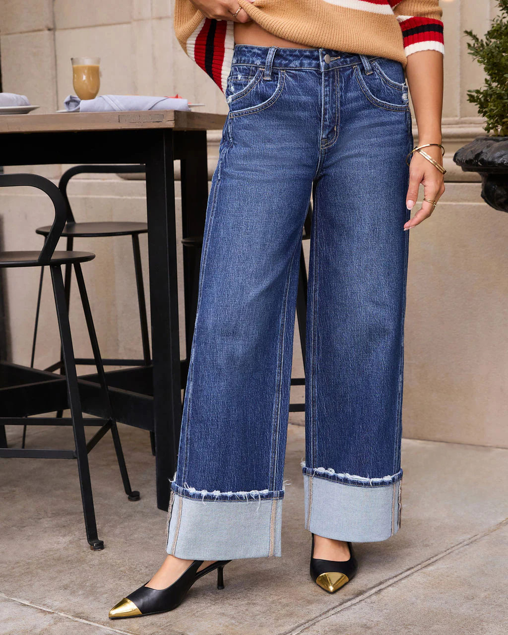 Stylist Stretch High Rise Wide Leg Cuffed Jeans - Image 7