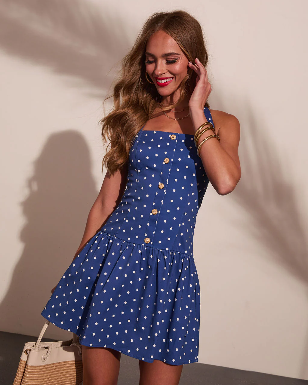 Sugar Coast Polka Dot Halter Neck Mini Dress - Image 5