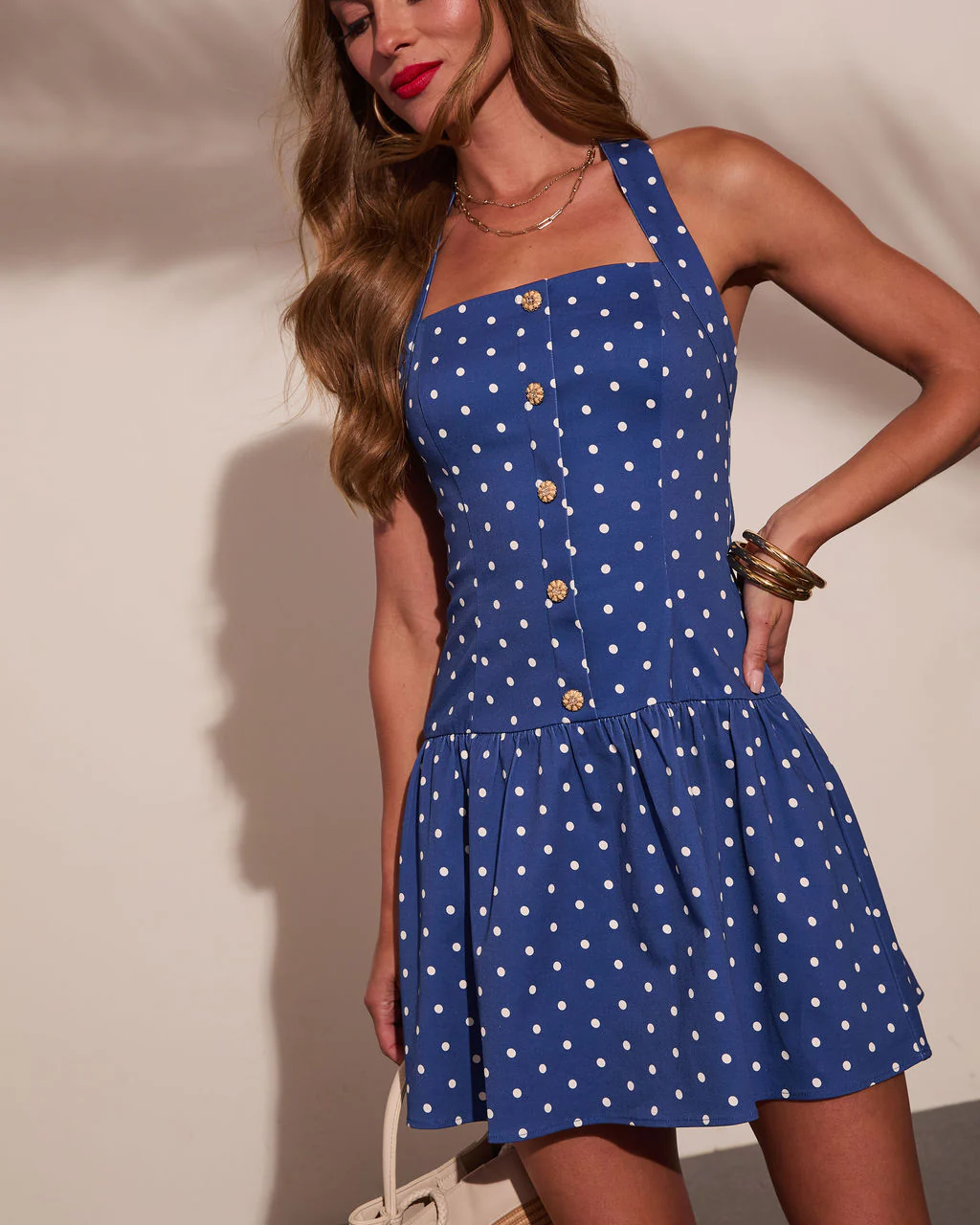 Sugar Coast Polka Dot Halter Neck Mini Dress - Image 6