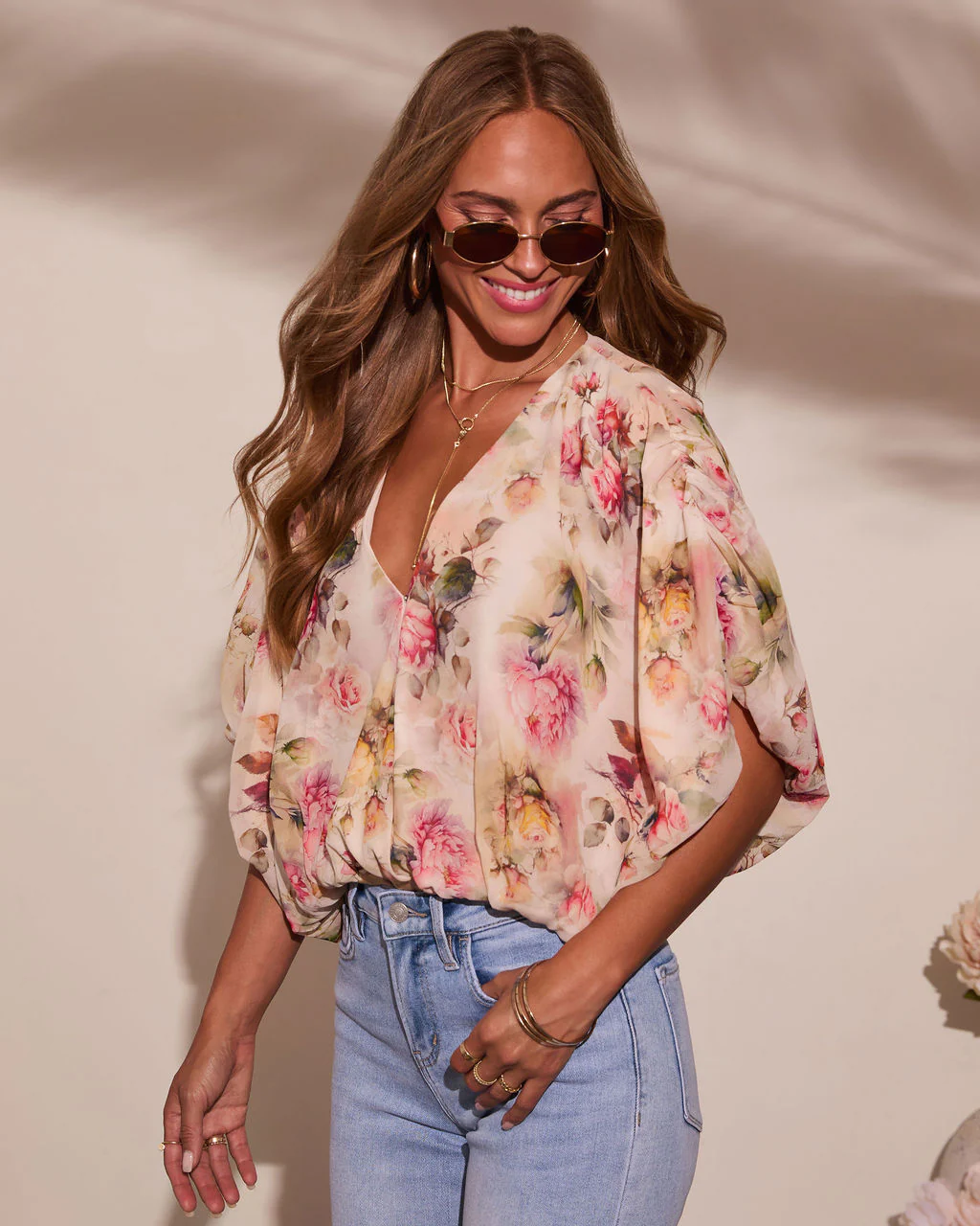 Summer Affair Floral Chiffon Bodysuit - Image 3