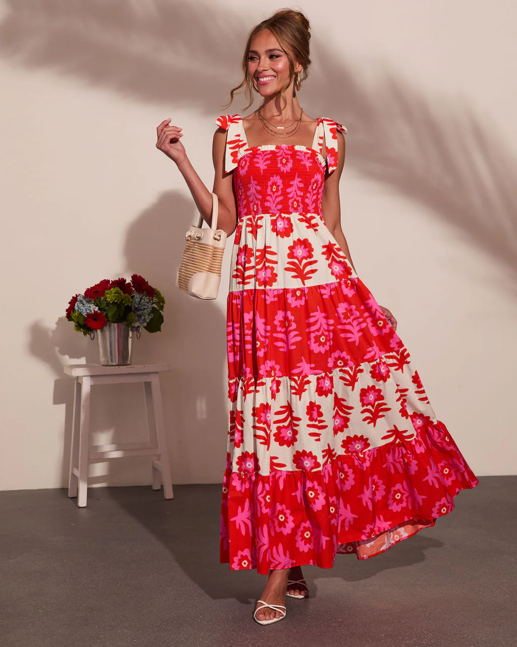 Summer Dreaming Floral Color Block Maxi Dress - Image 5