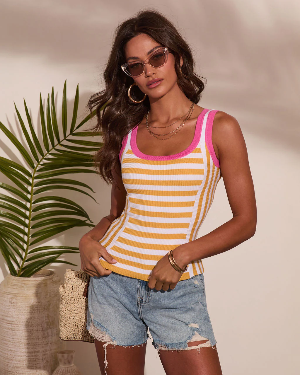 Summer Drift Striped Contrast Trim Tank Top - Image 11