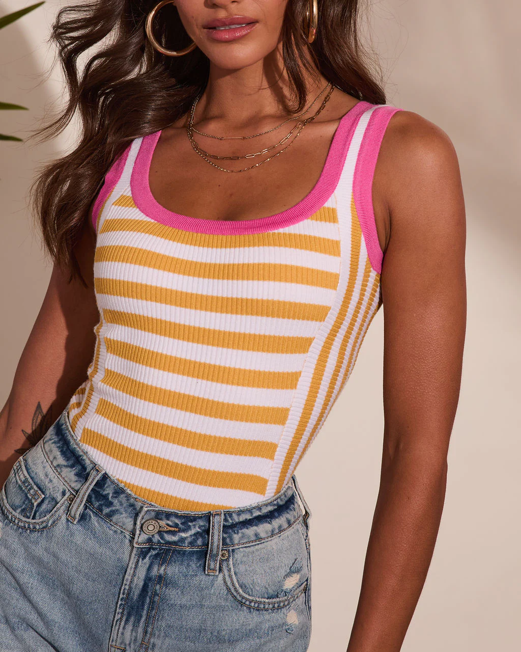 Summer Drift Striped Contrast Trim Tank Top - Image 7