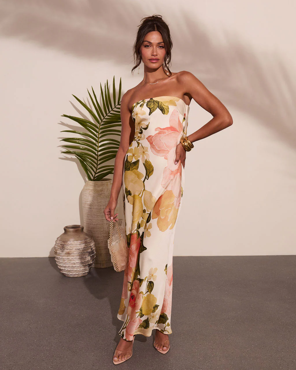 Summer Reverie Strapless Floral Satin Maxi Dress - Image 5