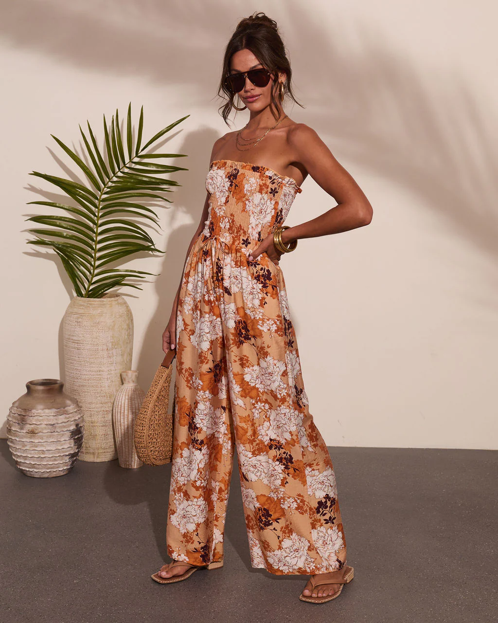 Sun Daydream Strapless Floral Print Jumpsuit - Image 3